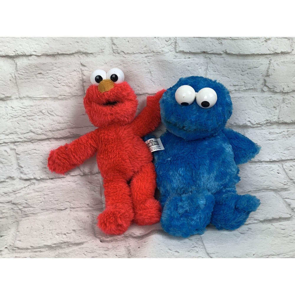 Sesame Street 10" Elmo and 12" Cookie Monster Lot of 2 Plush Doll